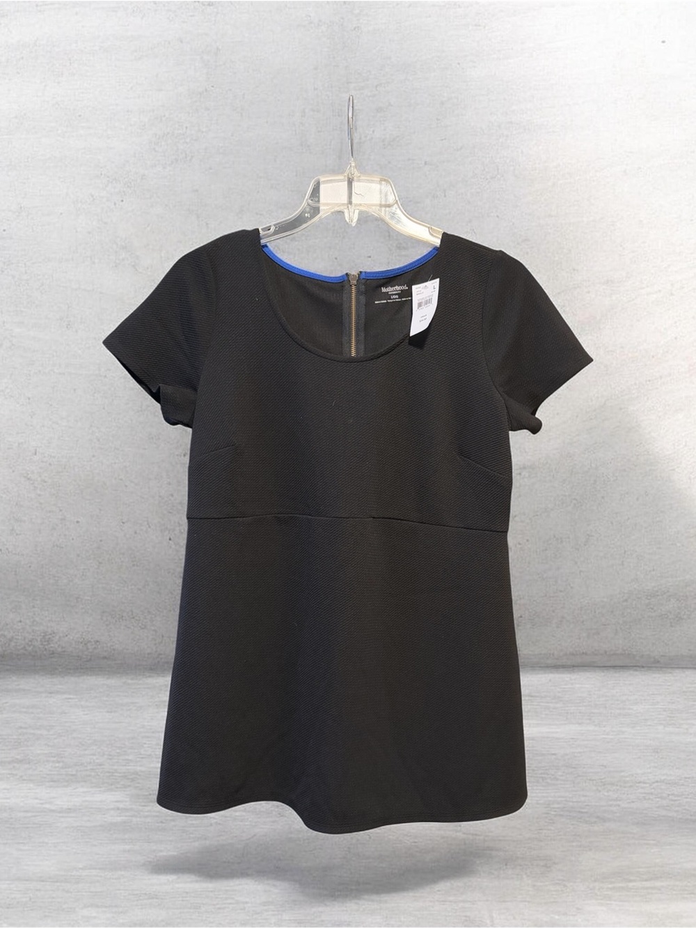 Motherhood Black Short Sleeve Maternity Top with Blue Trim